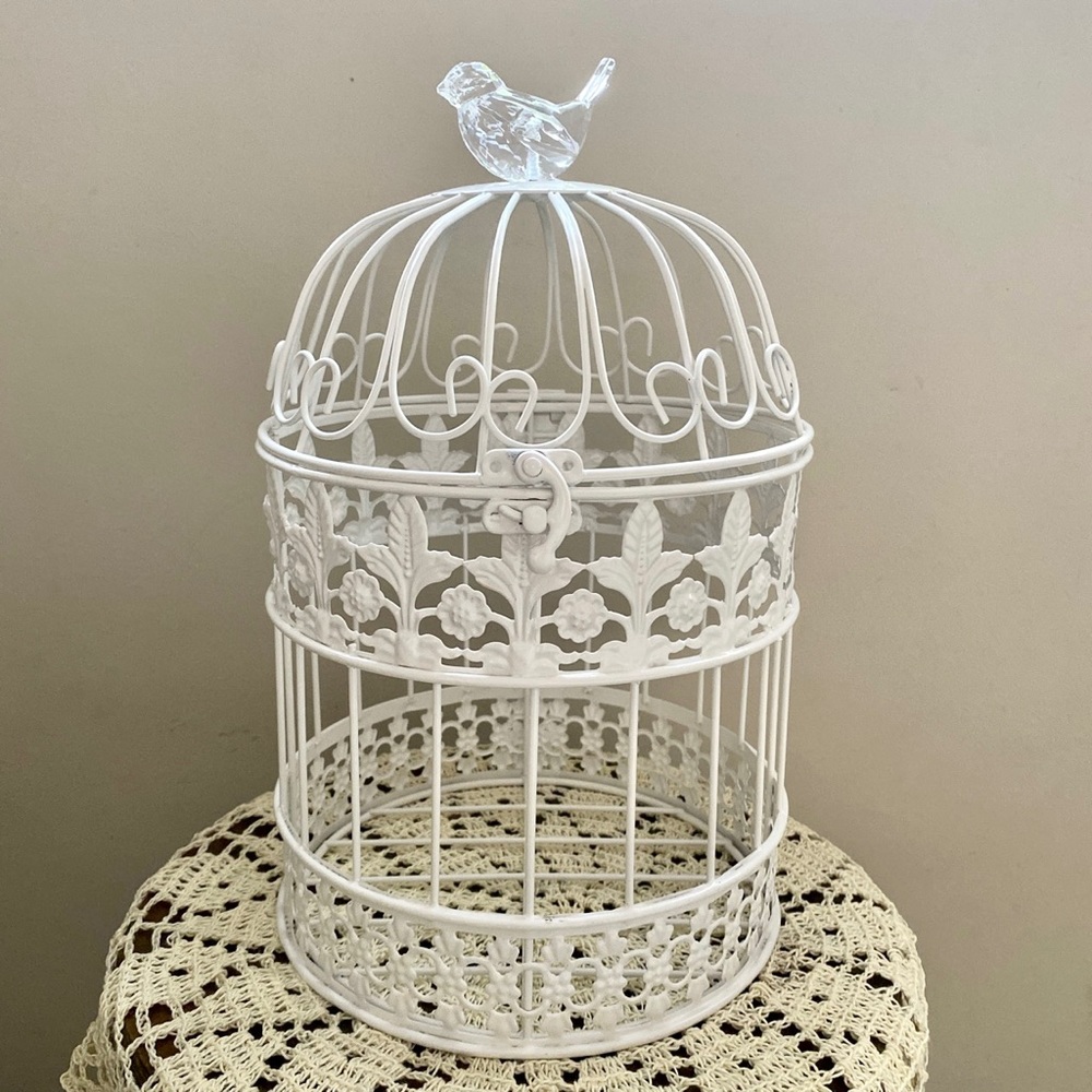 White Wire Birdcage Decoration